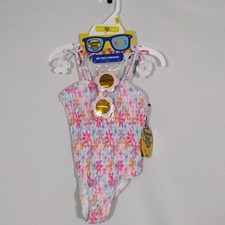 NWT Banana Boat Toddler Girls Daisy Print Smocked Front Swimsuit W/ Ties Size 4T