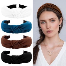 4 PCS Knotted Non-Slip Wide Headbands for Women Top Knot Hair Accessories
