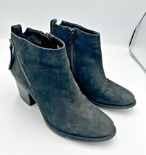Blondo Nvada Waterproof Leather Ankle Boots Black Women?s 8 Block Heel