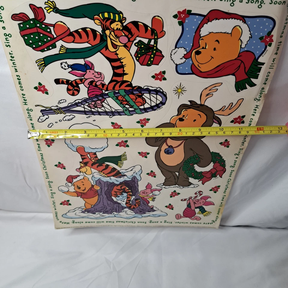 Винтажный Винни-Пух Рождественский окно цепляющийся лист 17 X 12 декор Тигр поросенок - Изображение 3 из 4