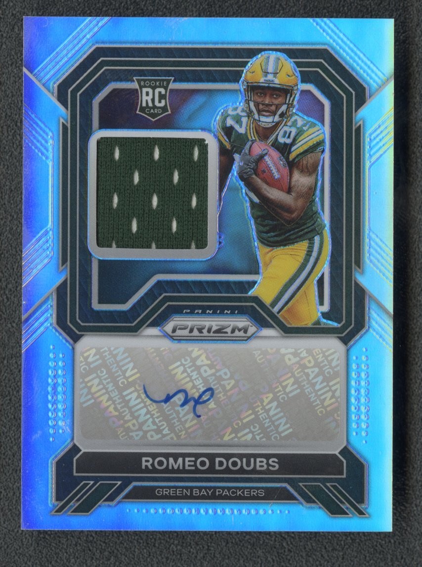 2022 Panini Prizm Romeo Doubs RC Patch Auto Silver Prizm /99 Packers RPA
