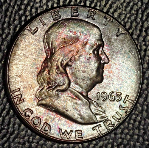 1963 Franklin Half Dollar, Very Choice BU, Nice Toning