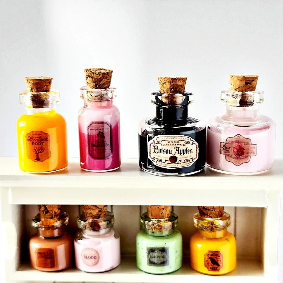 Flacon à potion miniature fait main maison de poupée apothicaire magique... - Photo 3/4