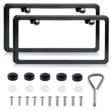 License Plate Frames Black 2 Pack Rustproof Stainless Steel License Plate Holder