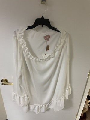 NWT Show Me Your MuMu Ladies White Ruffle Blouse Size XL