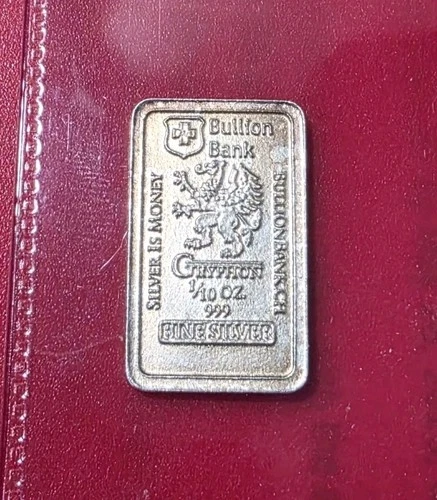 Bullion Bank GRYPHON - 1/10 Troy Oz .999 Fine Silver Fractional Bar Ingot