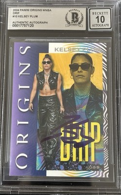 Kelsey Plum Signed 2024 Panini Origins WNBA Drip #10 BAS Autograph Grade 10