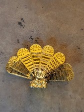 VTG Brass Griffin Peacock Fireplace Fan Screen Cover Dollhouse Miniature Fancy