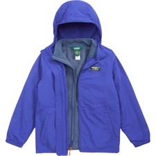 LL Bean Kids' Mountain Classic 3-in-1 Jacket Size Large 14-16 Blue Hooded Unisex