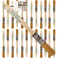 24Pk - 1/2" Chip Brushes for Paints, Stains, Varnishes, Glues Gesso