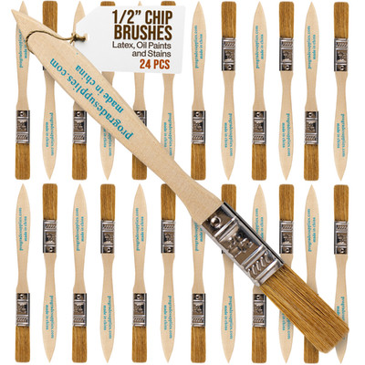 24Pk - 1/2'' Chip Brushes for Paints, Stains, Varnishes, Glues & Gesso
