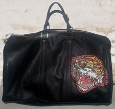 RARE Ed Hardy Black Duffel Bag Screaming Tiger Weekender Bag Embossed Logo NWT