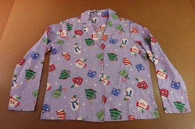 Old Navy Womens Small Purple Flannel Printed Christmas Holiday Pajama Top NWT