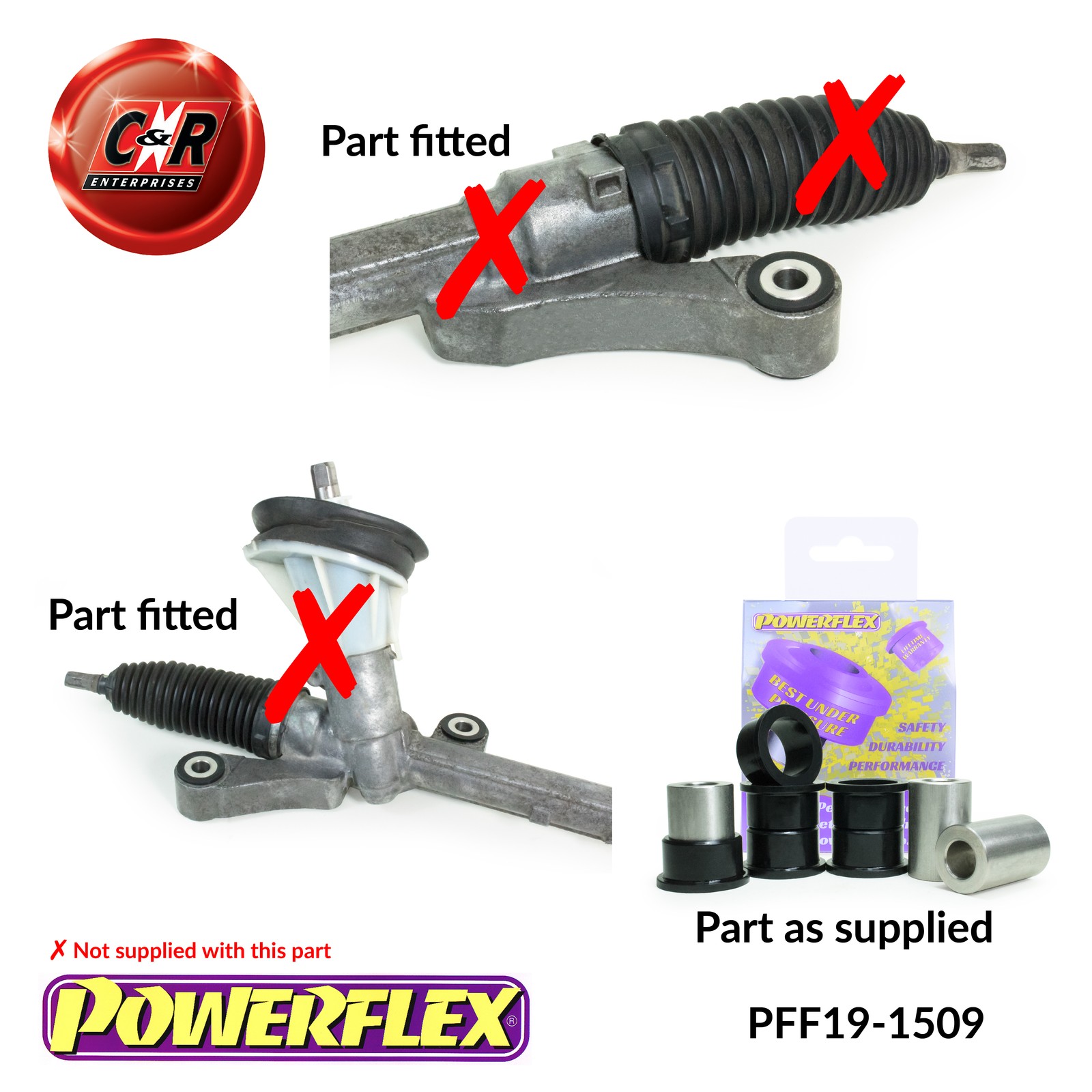 PFF19-1509 Powerflex Road Steering Rack Mounting Bushes