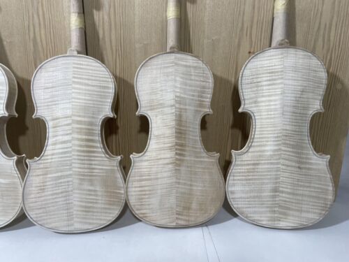 Unfinished 4/4 size white Violin 4 String Flame Maple Back With Fretboard - Picture 4 of 11