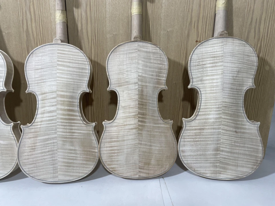 4/4 Violin Unfinished white violin 4 String Flame Maple Spruce wood DIY violin - Image 4 of 4