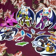 Sonic Prime Rouge the Bat 4" Vinyl Stickers (Rouge, Batten, Prim, Rebel)