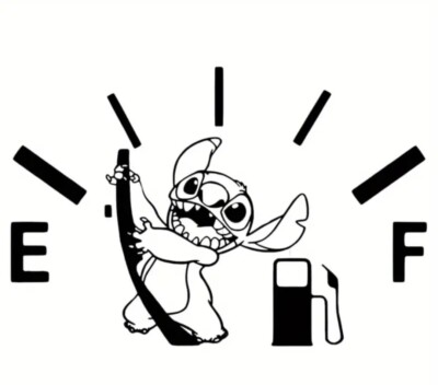 Stitch Gas Gauge Empty Tank Car Truck Decal Free Shipping 