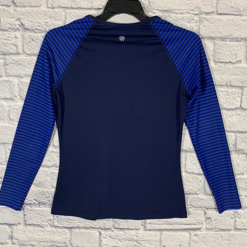 Athleta Shirt Damen Medium sportlich blau gestreift Raglan Training Gym Stretch - Bild 7 von 11