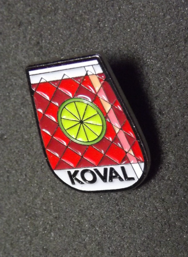 Koval Distillery Drink Glass with Lime Lapel Pin Whiskeys, Vodkas, & Liqueurs