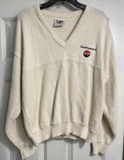 Lee Sport Large Sweater V Neck Oversized Sweatshirt 80s USA Made 100% Cotton