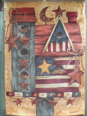 Patriotic Birdhouse Garden Flag 12x17 Two-Sided Evergreen Diane Knott Design NIP