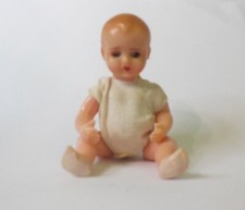 Vintage Dollhouse baby doll sleep eyes made in Italy 3 1/2"