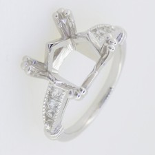 Sterling Silver Semi Mount Ring Setting Princess SQ 10X10mm Topaz or Moissanite