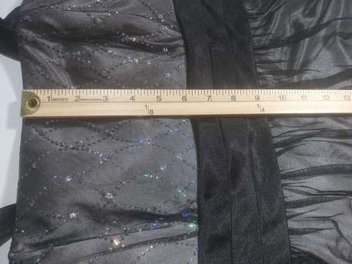 R&M Richards Party Dress Size 12 Black Net w/ Silver Lining Rhinestone Sparkles - Picture 10 of 12