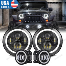 For Jeep Wrangler Jk 2007-2018 Combo Dot 7 Led Headlights Turn Fog Lights Kits