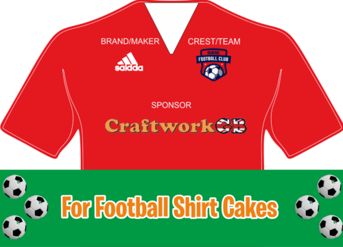 Football Shirt Cake Topper - Shirt Make, Team Crest and Sponsor if selected - Afbeelding 1 van 5