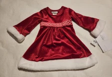 NWT Bonnie Jean Red Sparkle Velour Christmas Dress 2T Toddler Girl