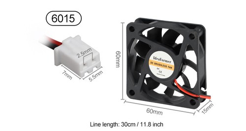 2 piezas de ventilador de refrigeración para impresora 3D 2510/3010/4010/5010/6015 5/12/24V+2 pines cable XH2,54. - Imagen 20 de 21