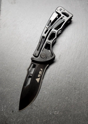 Taschenmesser SEJ  SR258B | Mechanisches Skelet Design 21cm | Messer Gürtelclip
