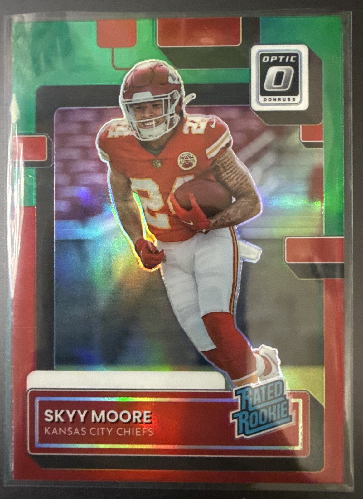 B2 2022 Panini Donruss Rated Rookie Optic Preview Red & Green #P-324 Skyy Moore