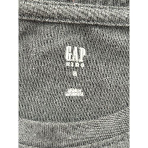 Gap Kids Girls T-Shirt S 6-7 Black Graphic Round Crew Neck Long Sleeves Bonjour - Picture 3 of 7
