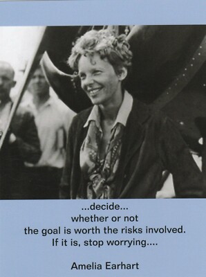 *Postcard-''Amelia Earhart'' (Famous Aviator)*Quote-Decide/Whether or Not{RB26}