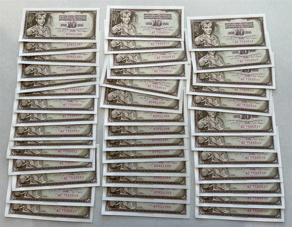 Yugoslavia 1968 10 Dinara Lote de 100 billetes CU BL0078 envío combinado Foto 2 de 3