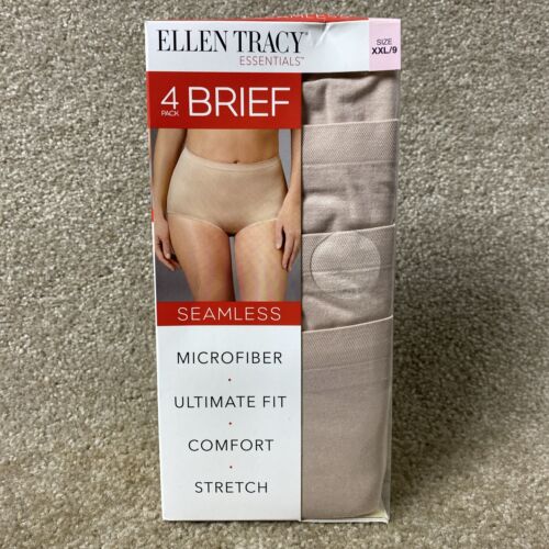 ELLEN TRACY Essentials Women’s XXL / Size 9 Seamless Briefs 4-Pack Beige Panties - Picture 1 of 11