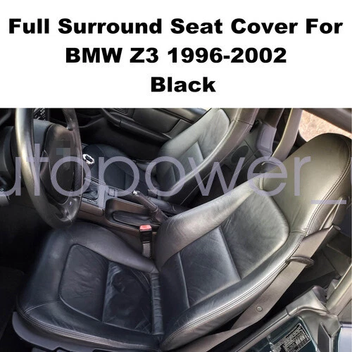 FUNDAS DE ASIENTO DELANTERAS DE CUERO NEGRAS PARA BMW Z3 1996-2002 conductor y pasajero Foto 2 de 4