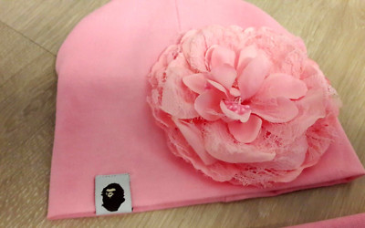 Wunderschöne Mütze Beanie 3D Blume Loop Schall Set Mädchen 6-24 Monate rosa