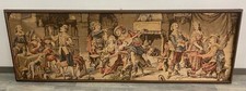 Antico arazzo da parete con cornice in legno 199x69x4 cm locanda medievale