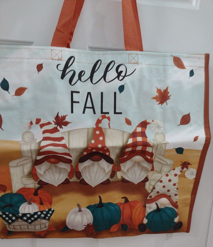 Borsa shopping riutilizzabile Hello FALL Gnomes Pumpins Leaves TJ Maxx borsa ecologica - Foto 3 di 4