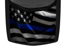 Waving Blue Lives Matter American Flag Truck Hood Wrap Vinyl Car Graphic Decal