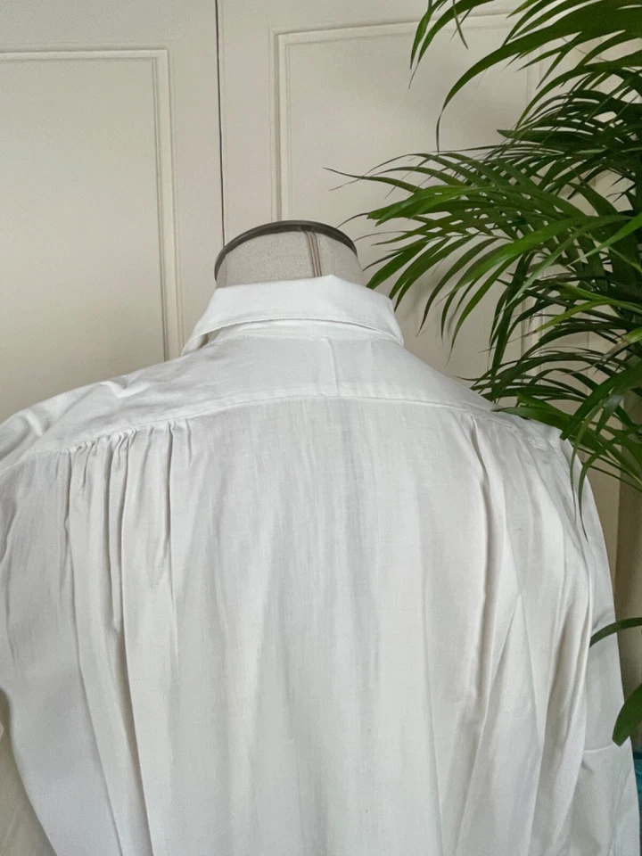 Chemise de Nuit pour Monsieur en Coton Fin - Début XXème - Cousue main. Ref-2268 - Photo 4/4