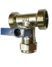 Dual Appliance Washing Machine Dishwasher Tee Valve 3/4" x 3/4" x 15mm