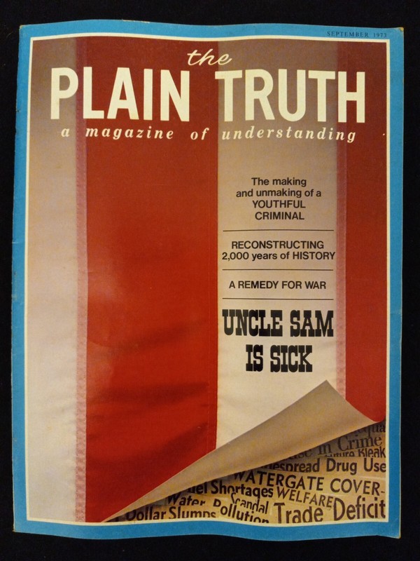 VINTAGE THE PLAIN TRUTH MAGAZINE SEPTEMBER 1973 - UNCLE SAM IS SICK