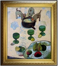 Framed Paul Gauguin Still Life w Puppies Repro Hand Painted Oil Painting 20x24in