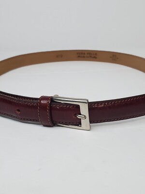 Vera Pelle 602 Women's Brown Genuine Leather Belt Stitched Made in Italy