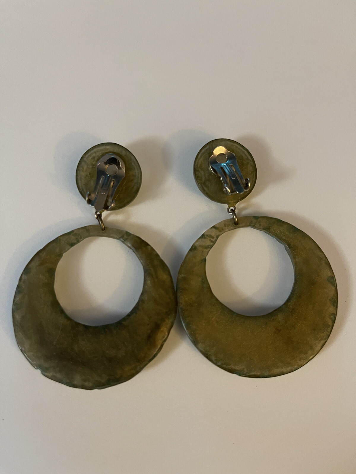 Vintage Large Statement Hoop Dangle Earrings - image 3
